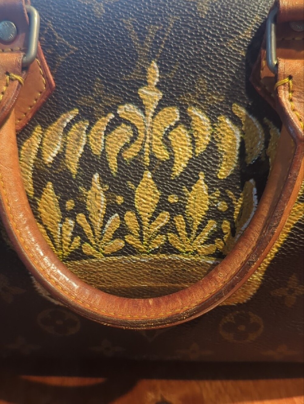 Authentic Custom LV Speedy 25 Brown with Gold Crown Accent - Picture 4 of 17